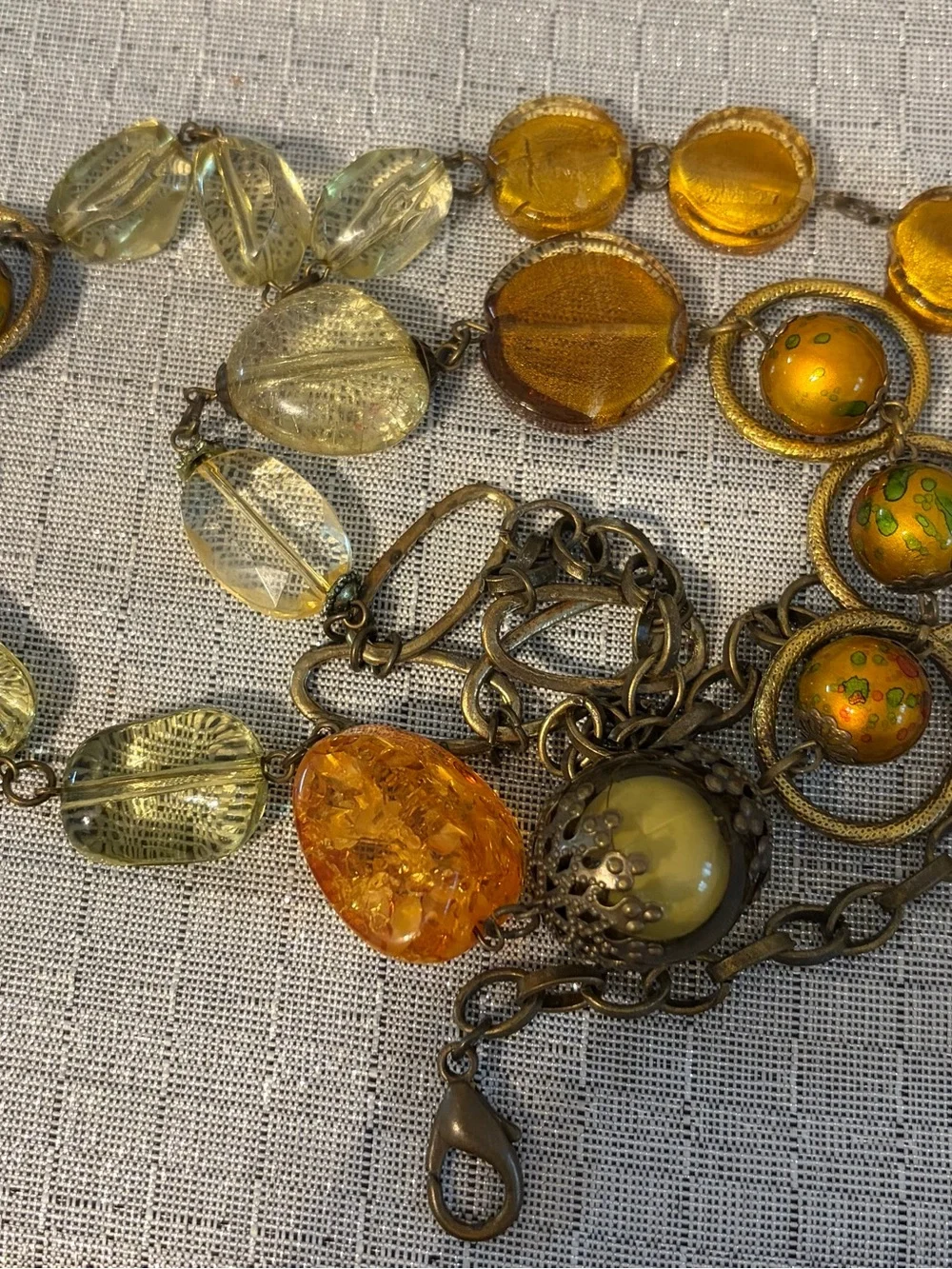 Vintage style amber colored statement necklace